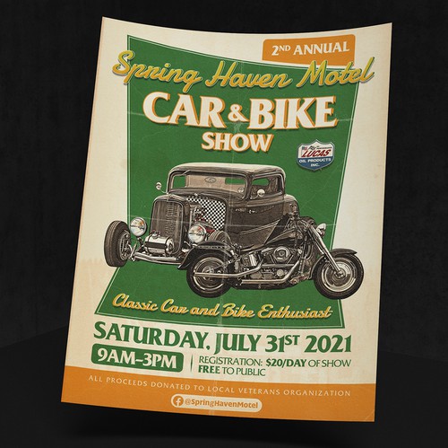 Hot rod design with the title 'Vintage Motor Show Flyer'