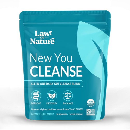 Minimalist label with the title 'Modern, minimalistic package design concept for Law of Nature'