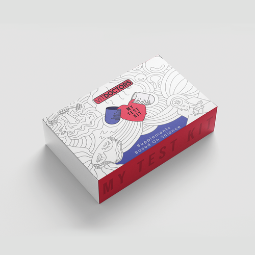 Cute packaging with the title 'Test Kit Packaging Design'