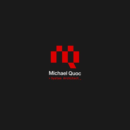 Architecture logo with the title 'Tech logo monogram MQ, pixel thematic'