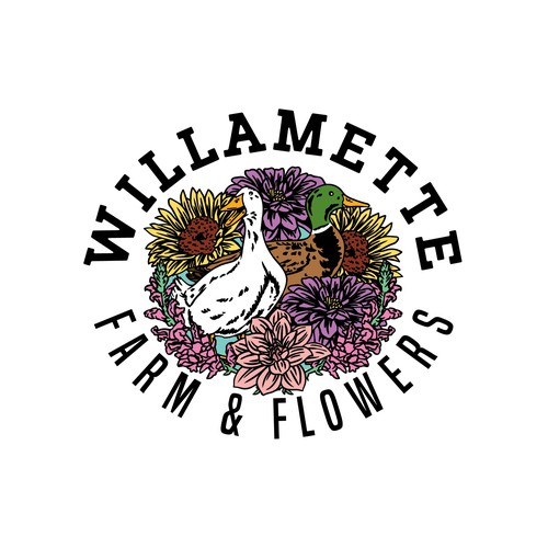 Duck logo with the title 'farm & flower'