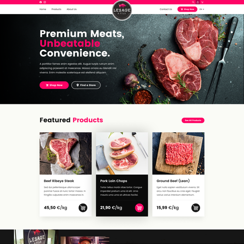 Premium website with the title 'Premium Butcher Shop Website Design'