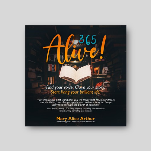 Library design with the title '365 Alive'