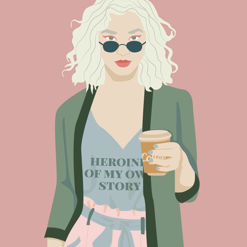 Flat design illustration with the title 'Illustration of a female character'