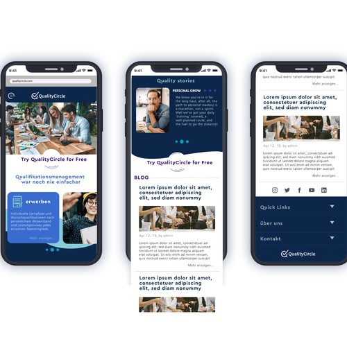 Mobile app website with the title 'mobile website'