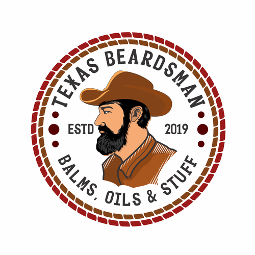 Beard oil logo with the title 'Texas Beardsman'