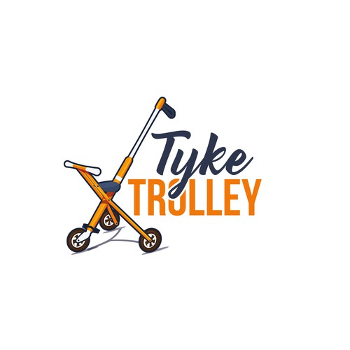 Trolley logo with the title 'Tyke Trolley - New Stroller for Kids'