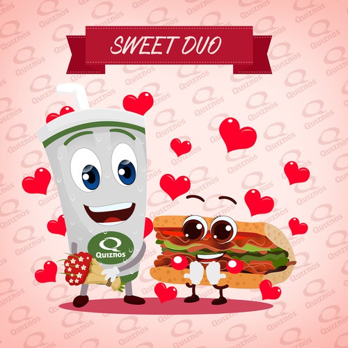 Cartoon character illustration with the title 'Sweet Duo Cartoon'