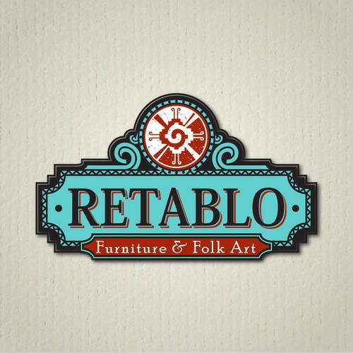 Turquoise design with the title 'Retablo'