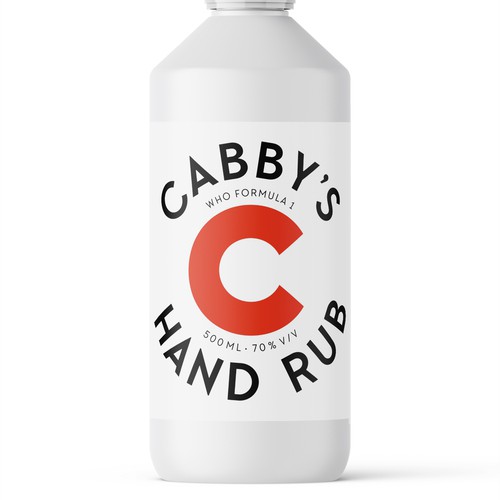 Design label with the title 'Label design for hand rub'