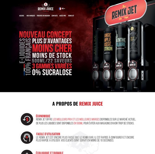 Eye-catching website with the title 'REMIXJET - Electronic Cigarette Company Web Page Design'