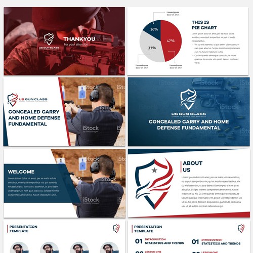 Class design with the title 'Powerpoint template for US Gun Class'