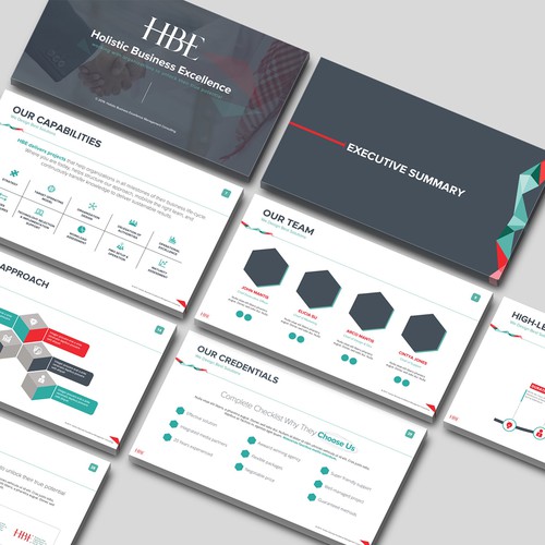 Pitch deck design with the title 'Management Consulting Proposal Template - Contest Winner'