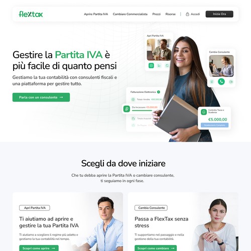 Finance website with the title 'FlexTax Homepage Redesign'
