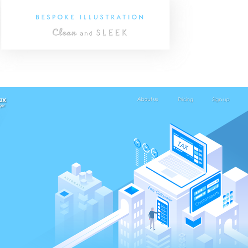 Unique artwork with the title 'We need a creative illustration for our cryptocurrency tax calculator website'