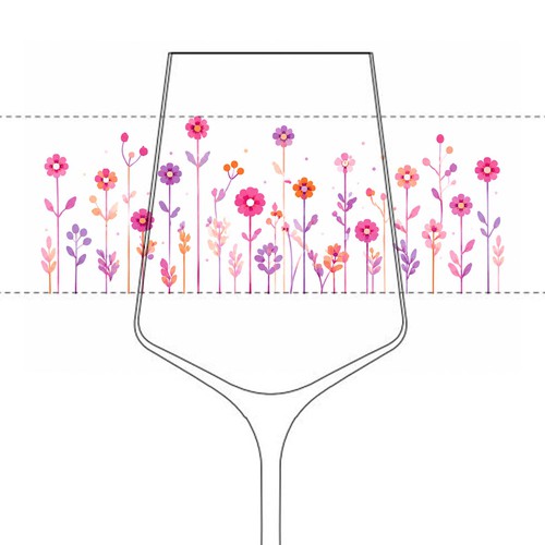 Print artwork with the title 'Floral glass'