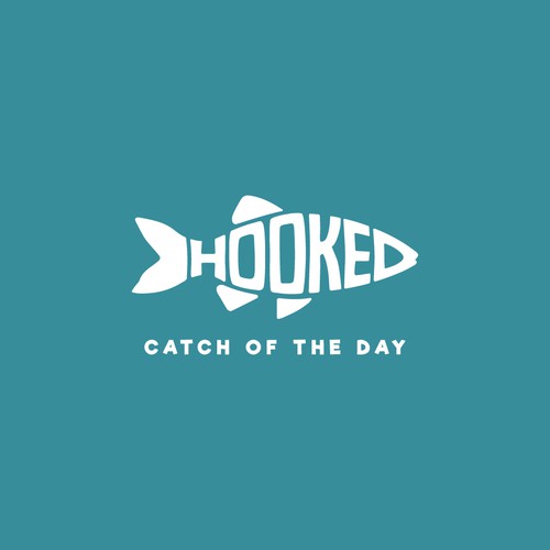Fish logo with the title 'Logo Hooked'