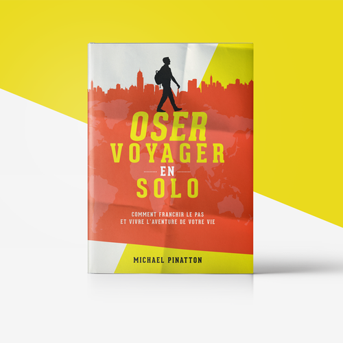 Inspirational book cover with the title 'inspiring cover for non-fiction book « Dare to Travel Solo »'