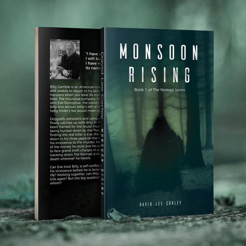 Forest book cover with the title 'Clean book cover for Monsoon Rising'