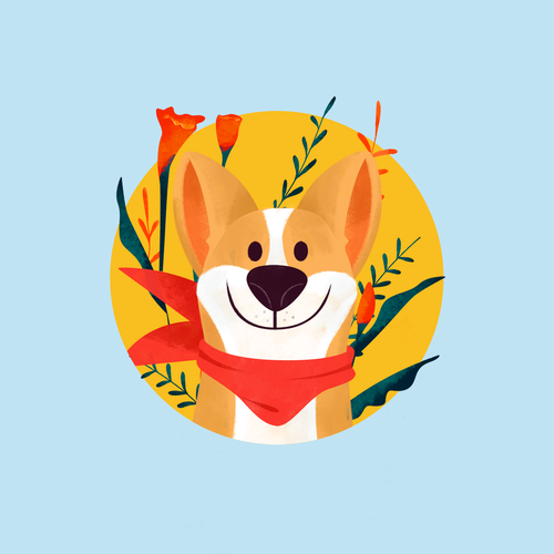 Corgi artwork with the title 'Corgi illustration'