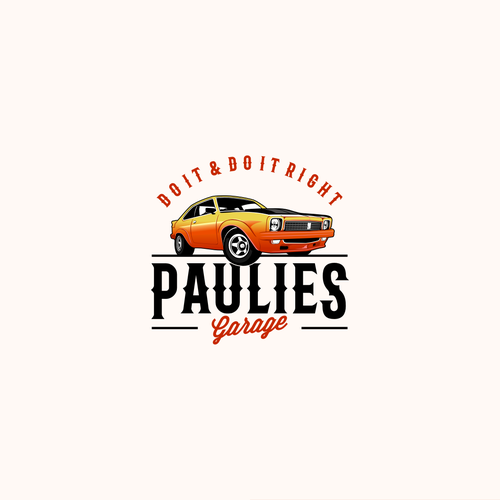 Vehicle design with the title 'Paulies Garage'