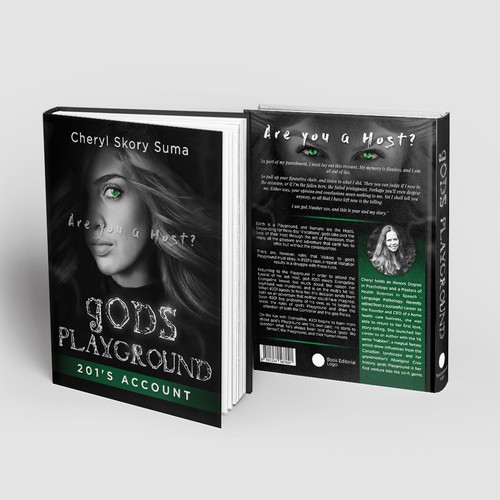 Green book cover with the title 'Book Cover gods Playground'