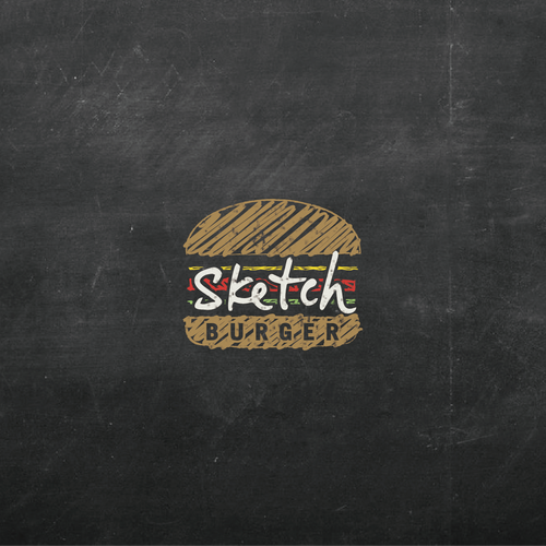 Burger design with the title 'Sketch burger logo'