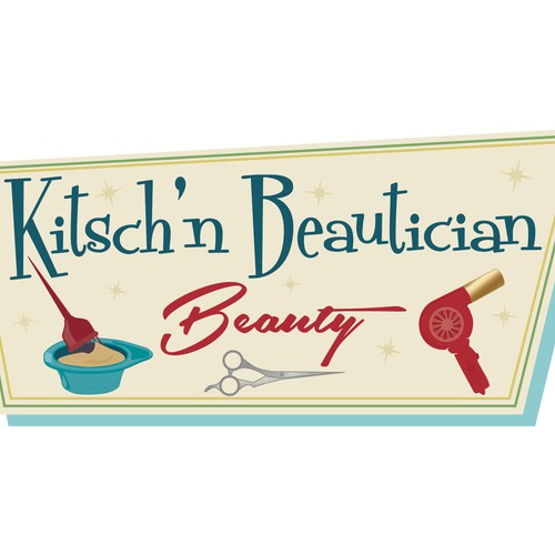 Coloring design with the title 'Kitsch’n Beautician Beauty'