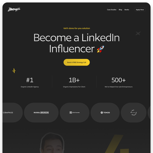 Marketing website with the title 'Bold landing page design concept for a LinkedIn marketing course'