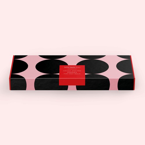 Bold packaging with the title 'Box for line of insoles for high heels'