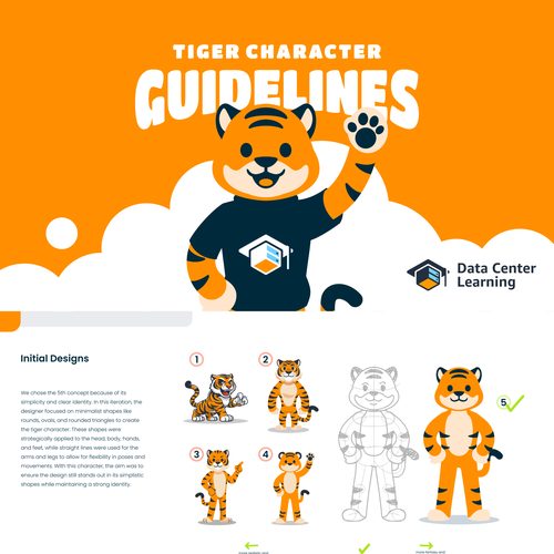 Tiger design with the title 'Tiger Mascot Data Learning Center'