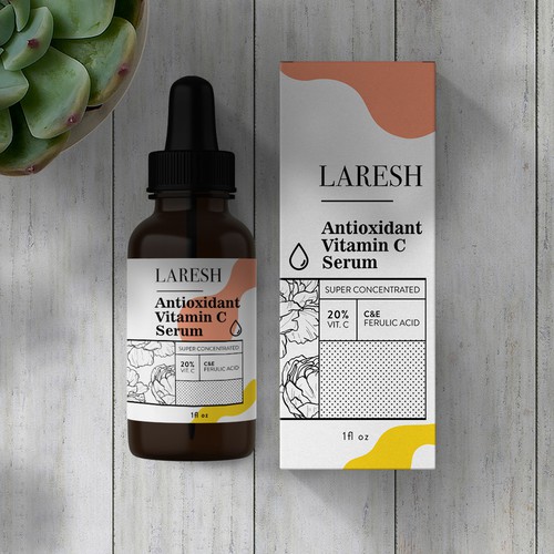 Serum packaging with the title 'Vitamin C Serum'