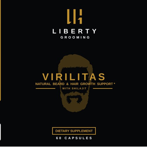 Luxurious label with the title 'Label for hair & beard grooming product'