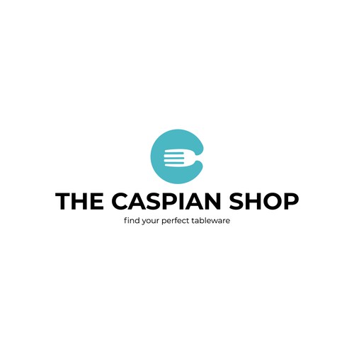 Tableware design with the title 'The Caspian Shop'