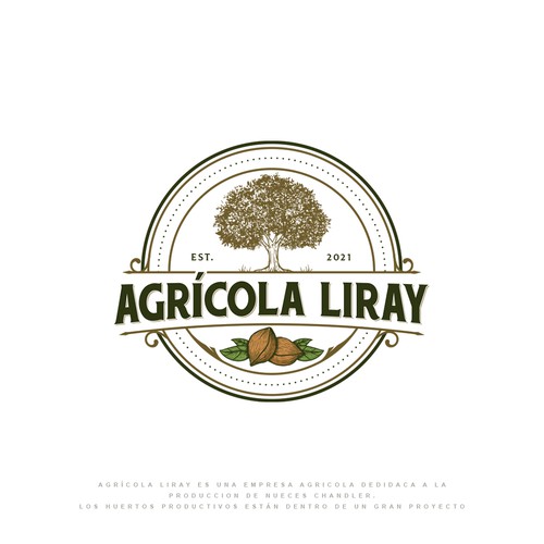 Walnut design with the title 'AGRÍCOLA LIRAY'