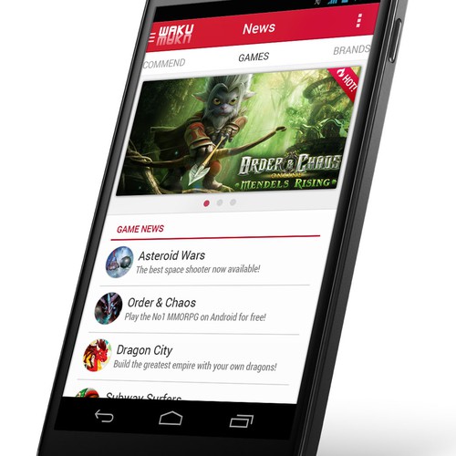 Marketplace design with the title 'Gaming app concept'