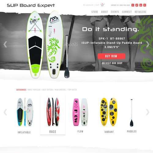 Sports website with the title 'Web page for SUP boards'