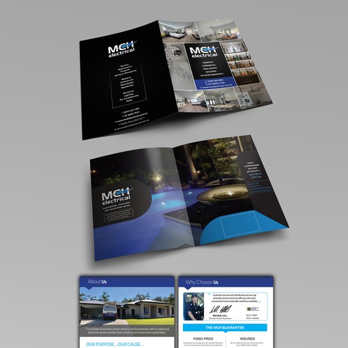 Picture design with the title 'Presentation Folder with Inserts for MCH Electrical'