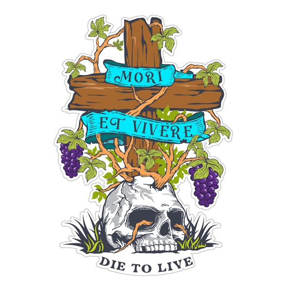 Skull logo with the title 'DIE TO LIVE LOGO'