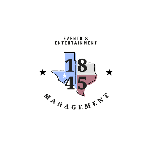 Stencil design with the title 'BRANDING :: 1845 Management - Texas USA'