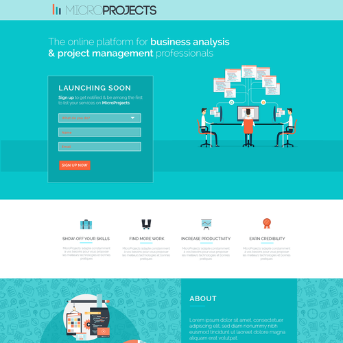 Coming soon design with the title 'Coming Soon / Sign-up Landing Page for Tech Company'