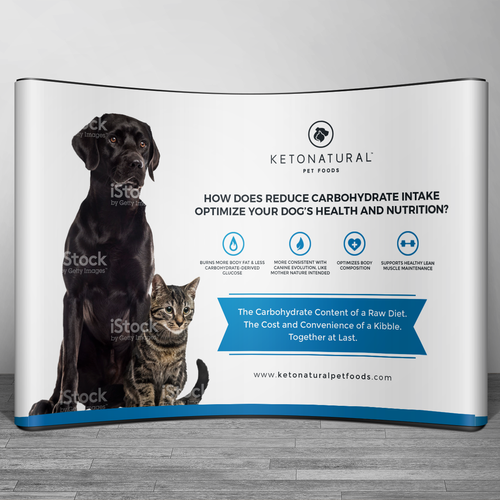 Backdrop design with the title 'Backdrop wall design for KetoNatural Pet Food'
