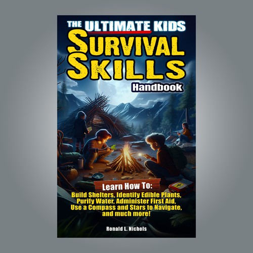 Forest book cover with the title 'The  Ultimate Kids Survival Skills Handbook'