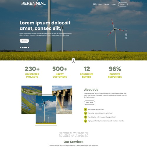 Green energy design with the title 'Green enegy simple website design'