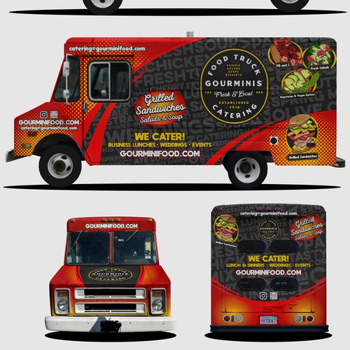 Food truck design with the title 'Grilled sandwiches '