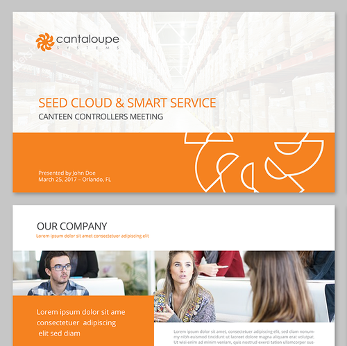 Credit card design with the title 'Powerpoint template for Cantaloupe Systems'