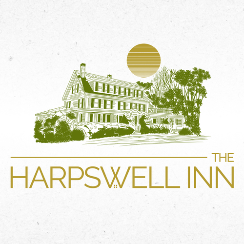 Guest house design with the title 'Hand-drawn Logo Design for Harpswell Inn'