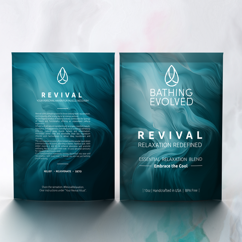 Green packaging with the title 'Pouch Design - relaxing with green color'