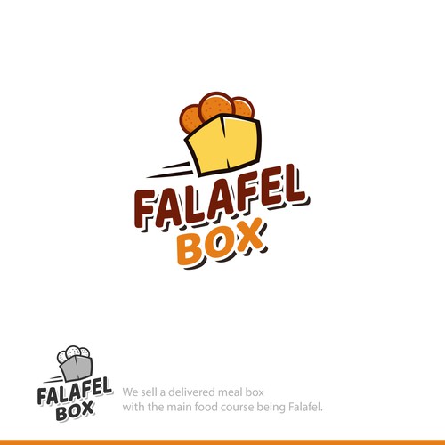 Shawarma logo with the title 'Playful logo concept for falafel box.'