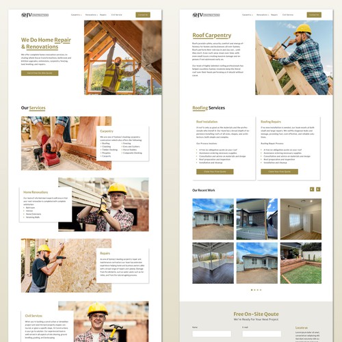 Building website with the title 'Home Repair and Renovation Web Design'